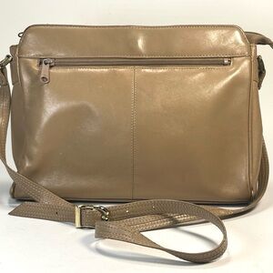 Vintage Beige Leather Envelope Crossbody Bag Minimalist Design Made In Korea